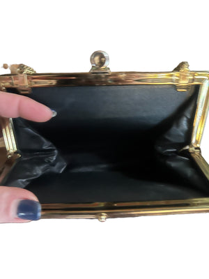 Vintage 60's black and gold small evening purse