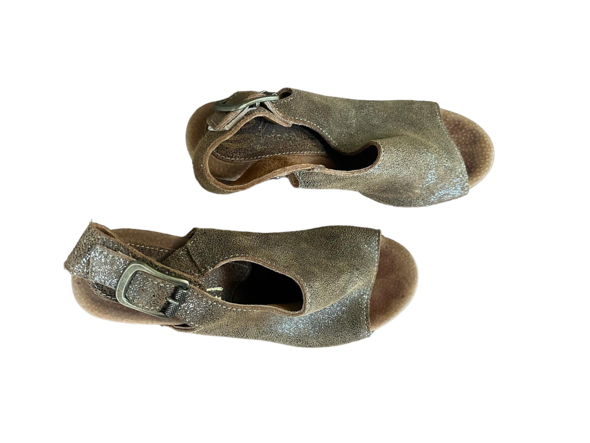 Vintage 70's Sbicca glitter wood platform shoes 7