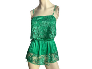 Vintage green lingerie nightgown top S Samye