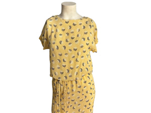 Vintage 80's yellow rayon dress 10 Virgo II