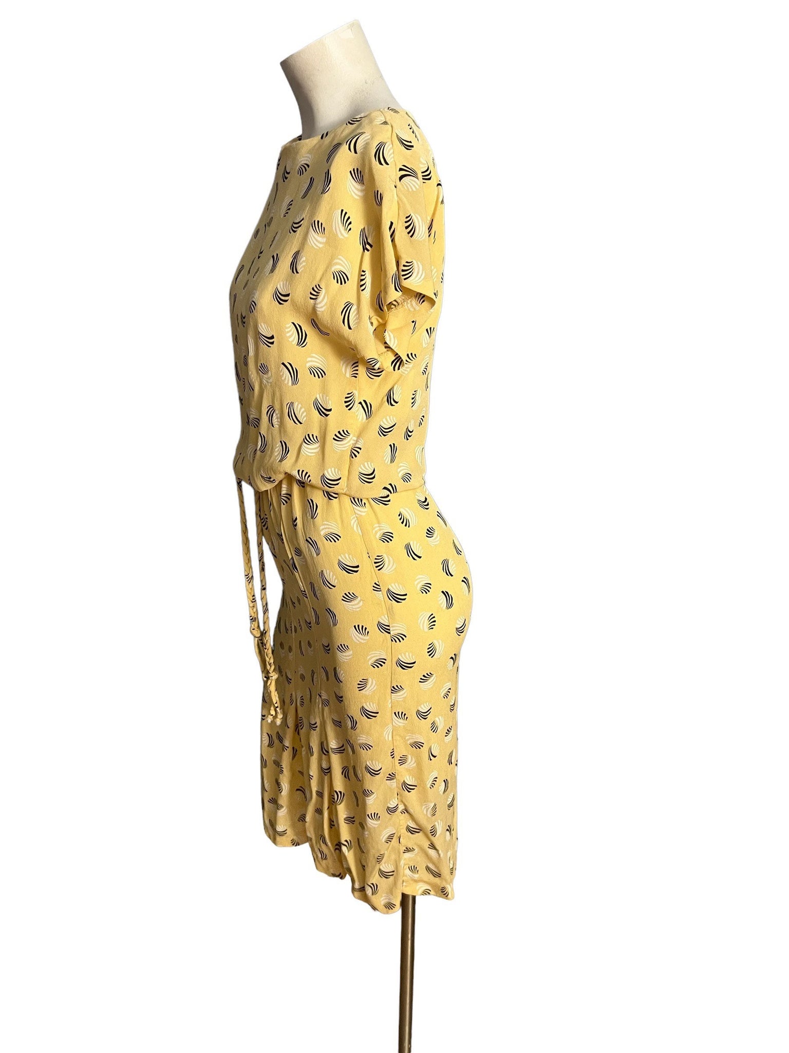 Vintage 80's yellow rayon dress 10 Virgo II