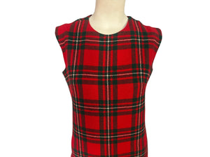 Vintage 60's red plaid sheath dress M