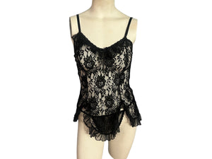 Vintage 80's black lace lingerie set M