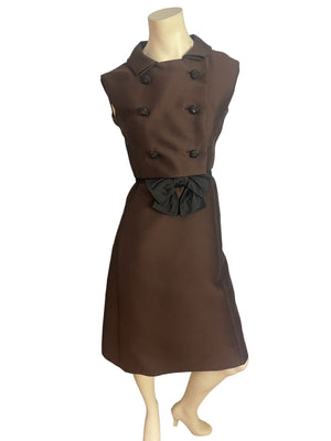 Vintage 60's brown Joan Leslie fitted dress S