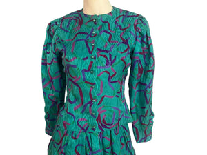 Vintage 80's silk suit dress set Anne Crimmins 4
