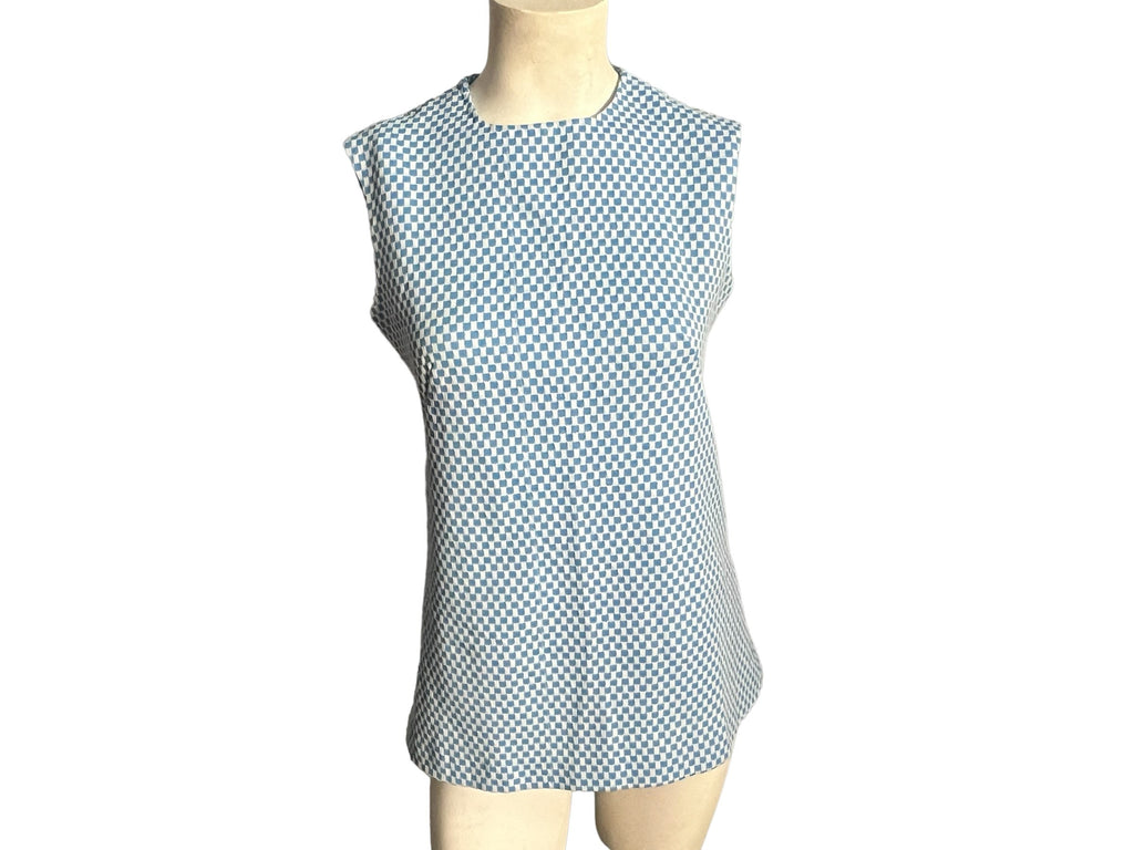 Vintage 70's blue check tunic M