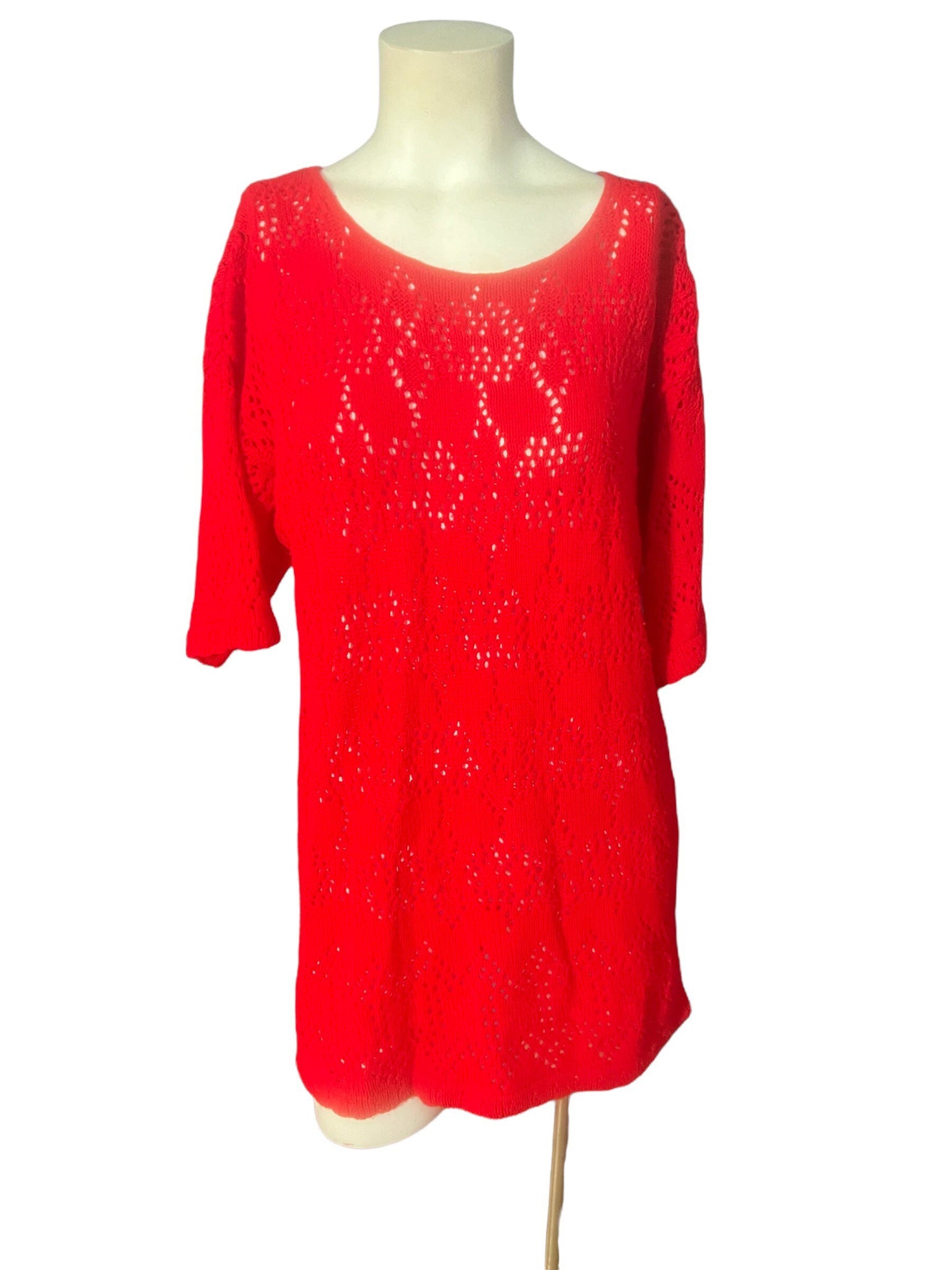 Vintage red sweater dress tunic M L