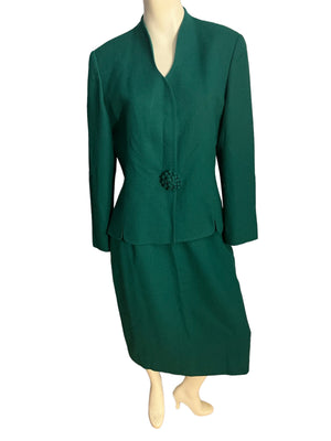 Vintage green 80's Herbert Grossman power suit 14