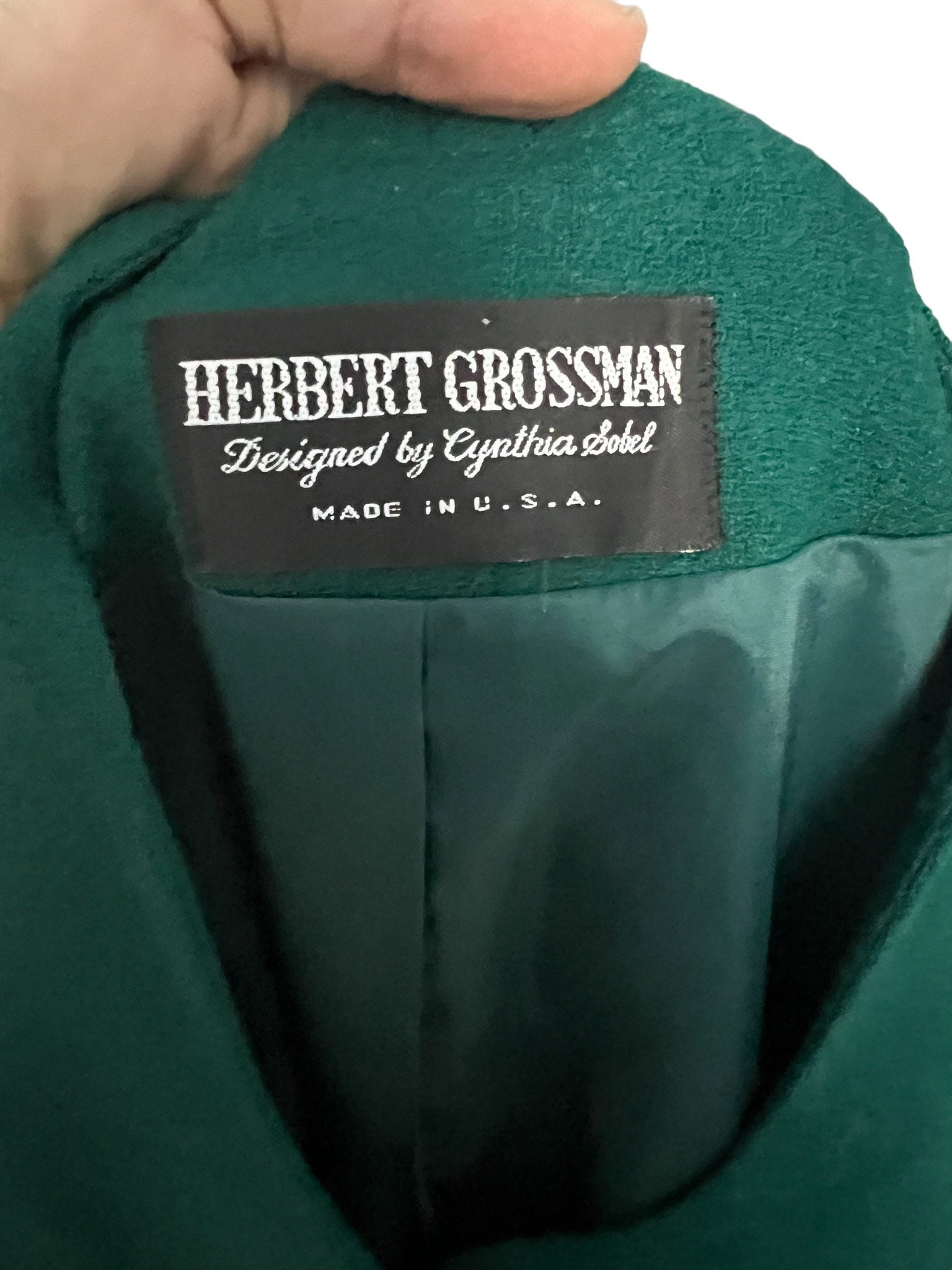 Vintage green 80's Herbert Grossman power suit 14