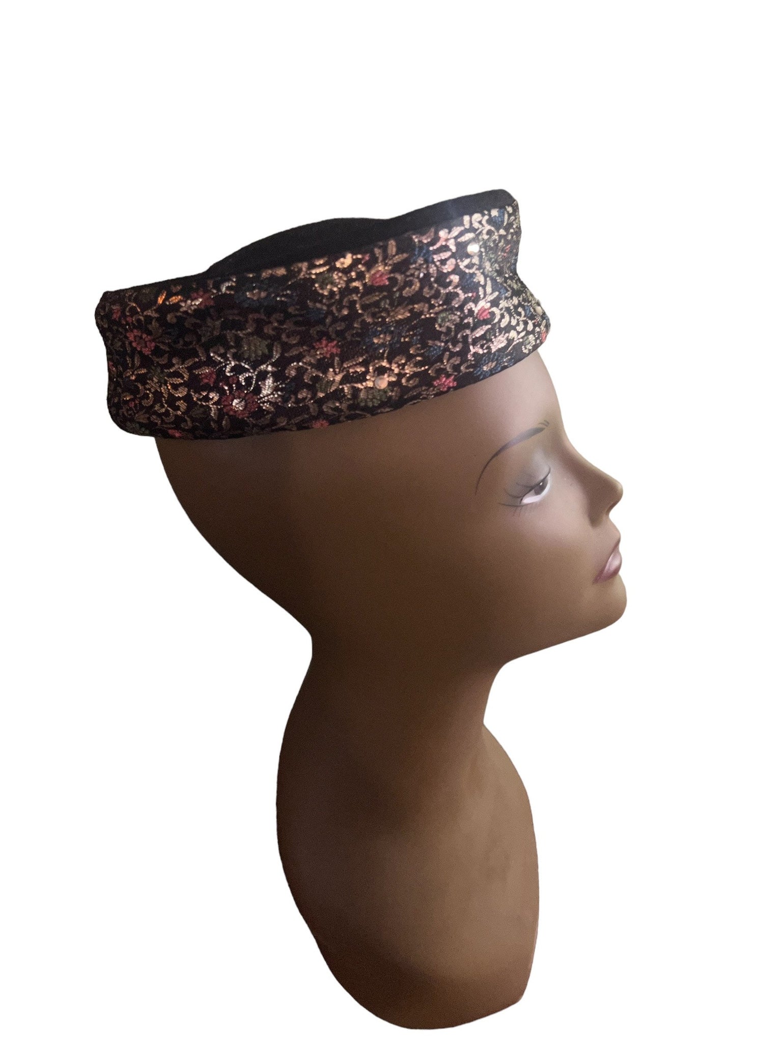 Vintage 60's metallic pillbox hat