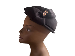 Vintage 60's black hat with rhinestones