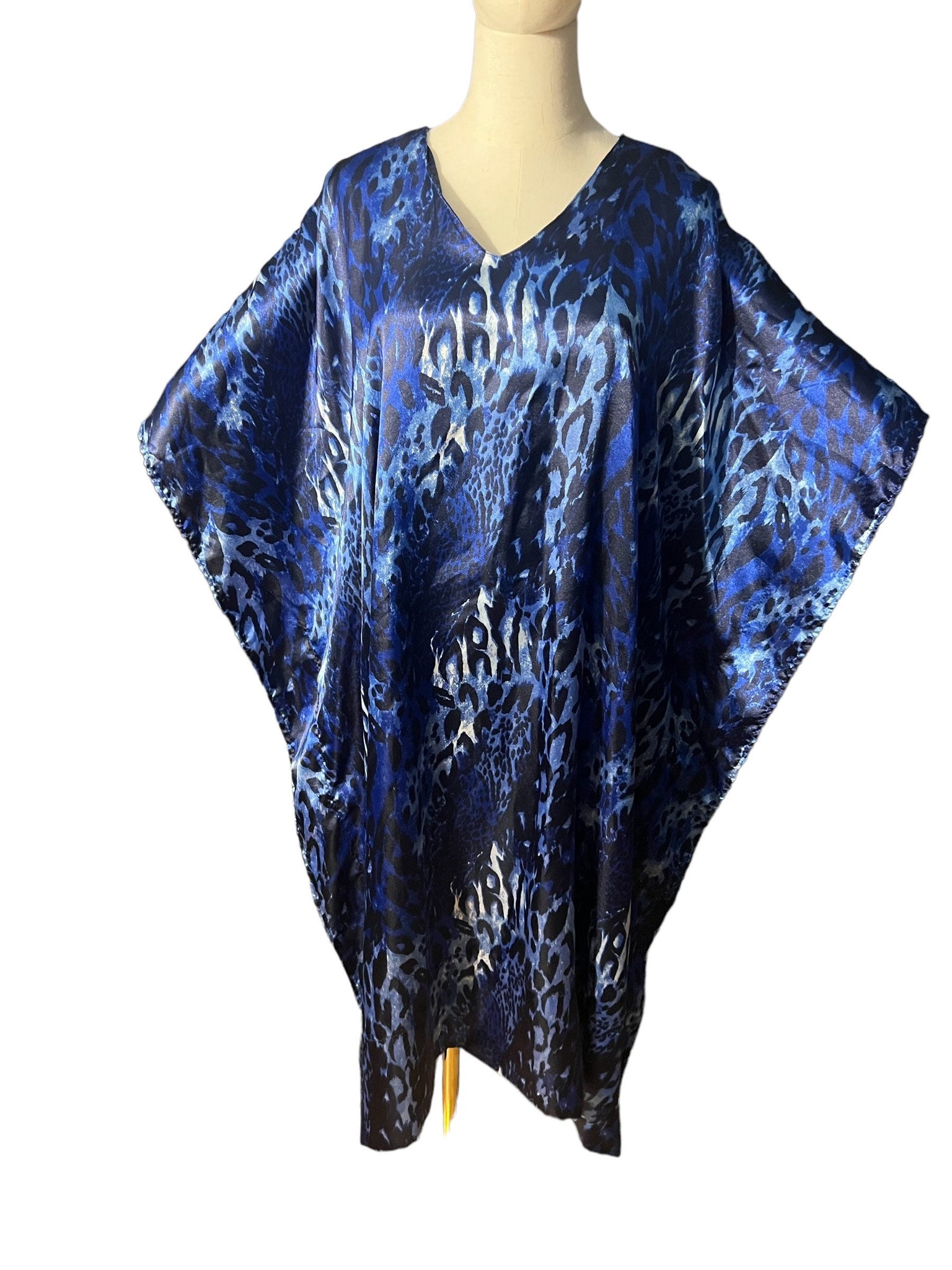 Vintage blue leopard caftan Bobbie Brooks one size