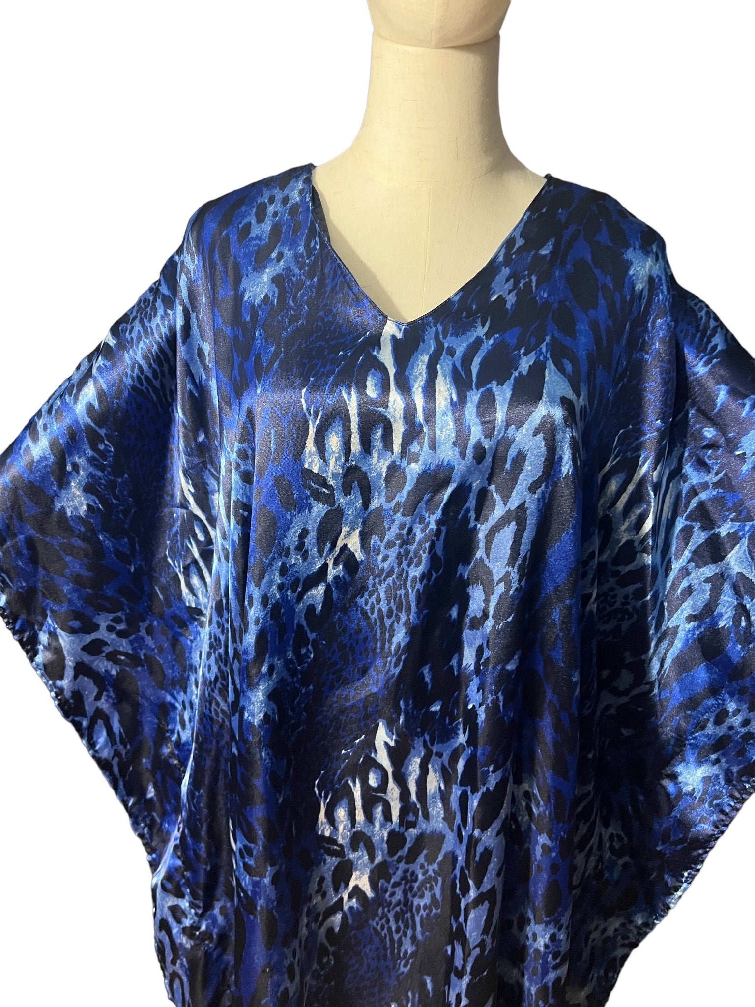 Vintage blue leopard caftan Bobbie Brooks one size