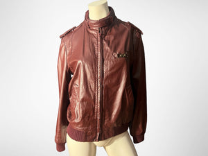 Vintage maroon 70's cafe leather jacket M Etienne Aigner