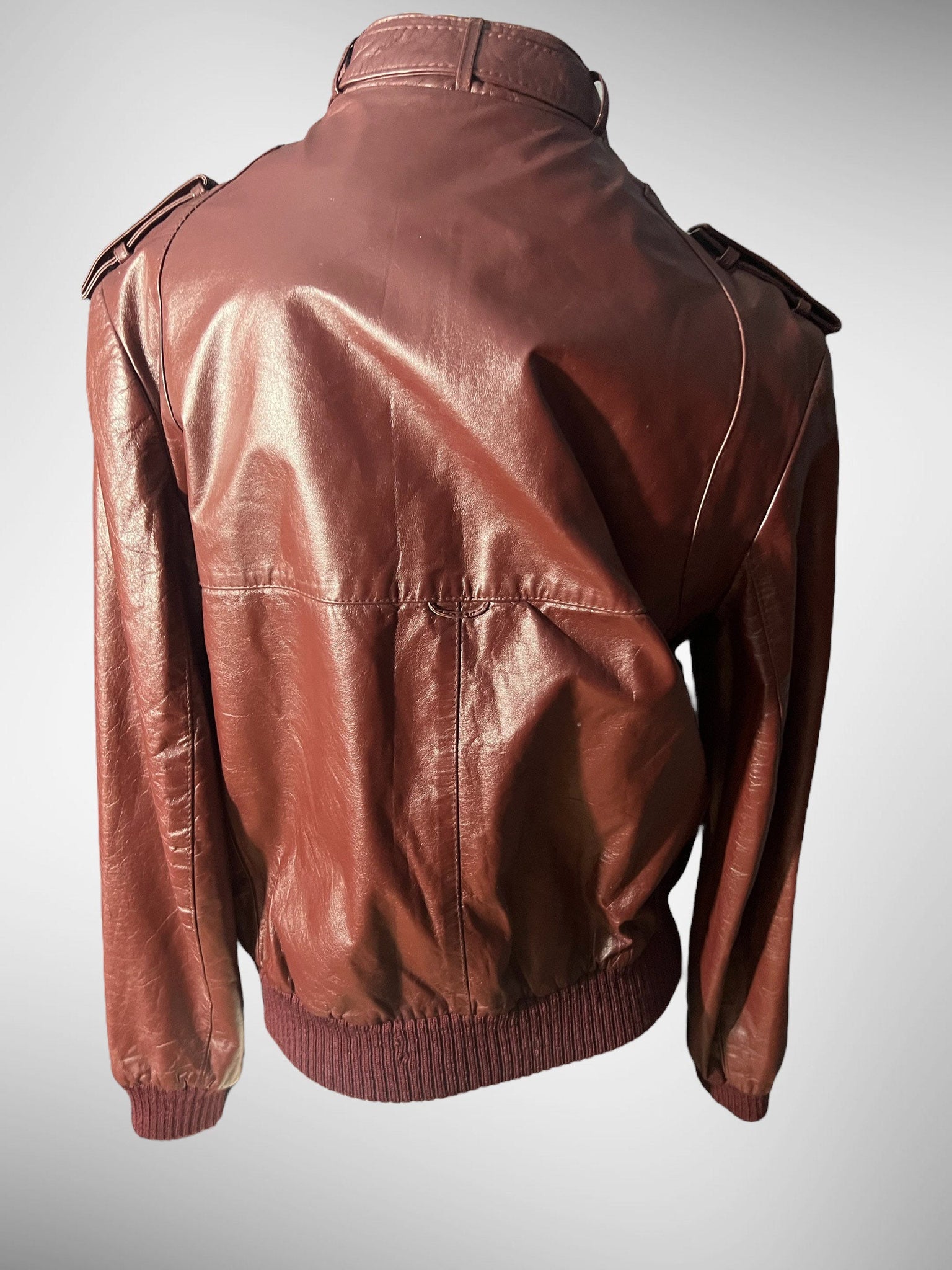 Vintage maroon 70's cafe leather jacket M Etienne Aigner