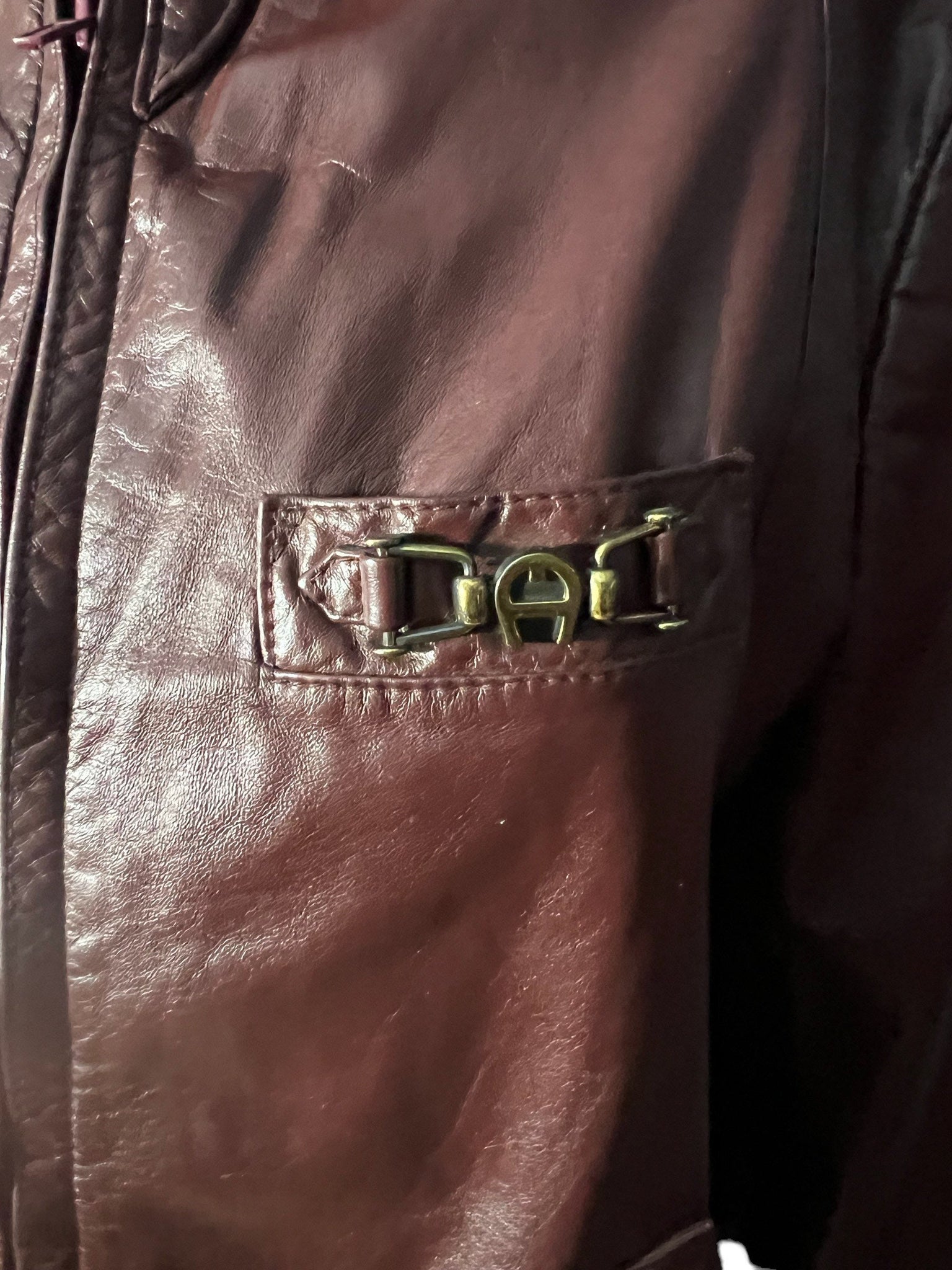 Vintage maroon 70's cafe leather jacket M Etienne Aigner