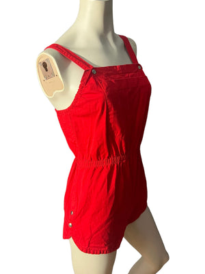 Vintage 80's red overall jumper M Justin Alley