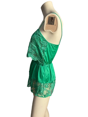 Vintage green lingerie nightgown top S Samye