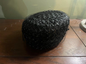 Vintage black raffia hat with net