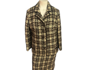 Vintage 60's plaid wool suit dress S XS