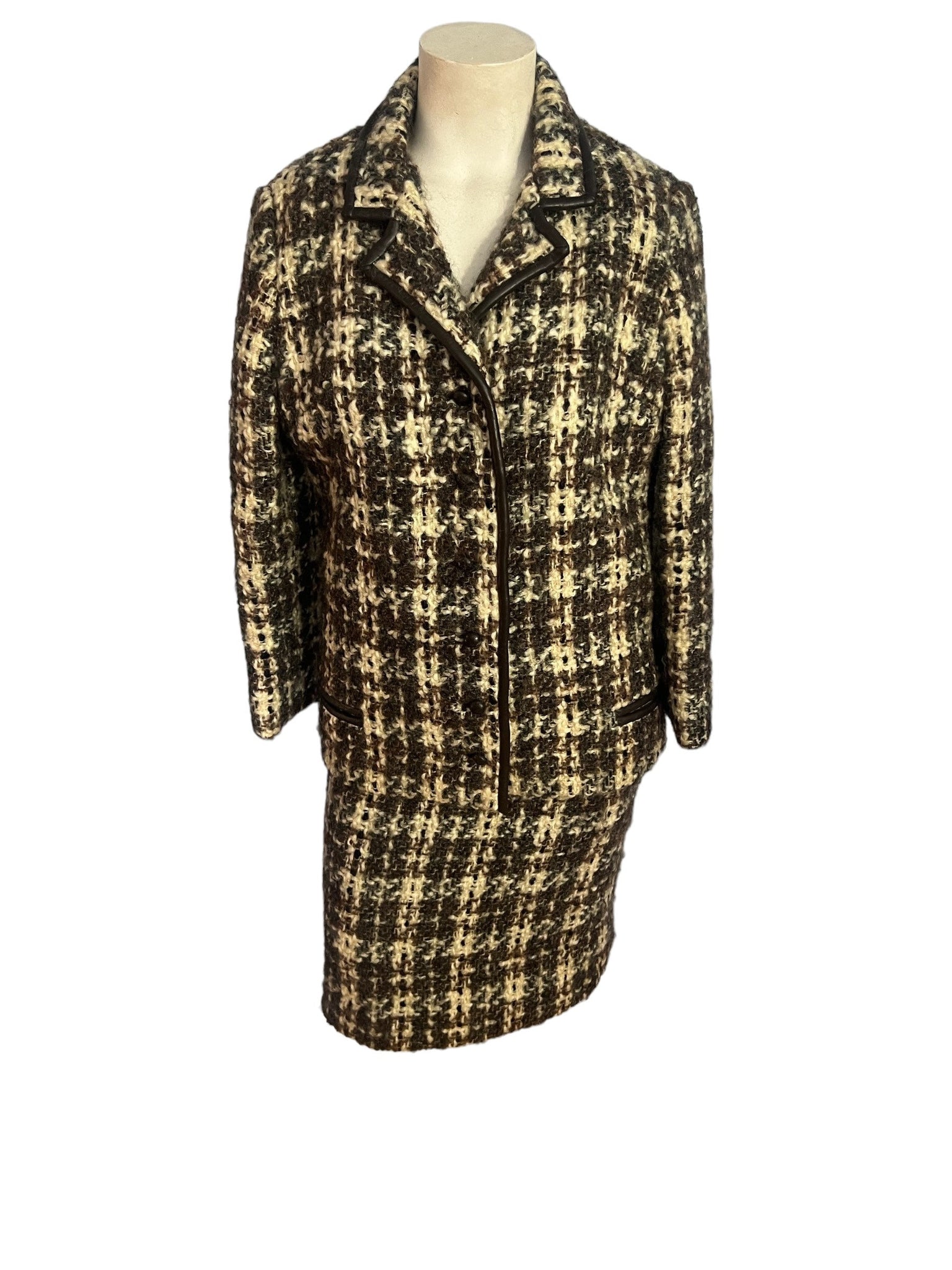 Vintage 60's plaid wool suit dress S XS