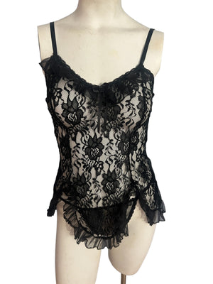 Vintage 80's black lace lingerie set M