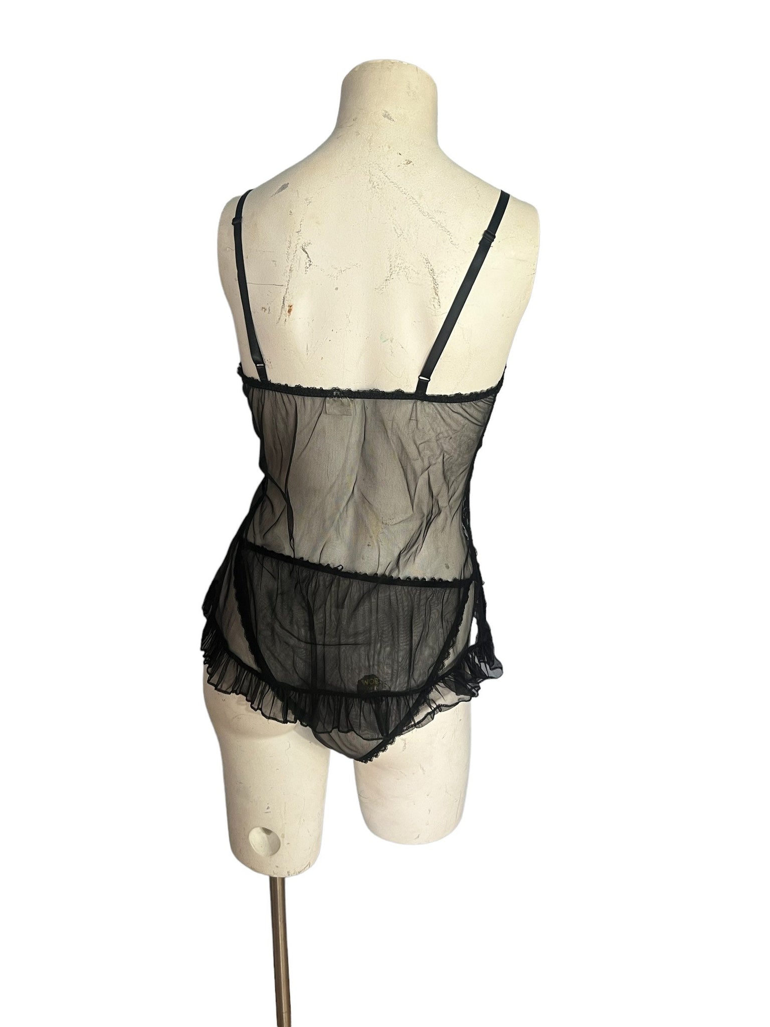 Vintage 80's black lace lingerie set M