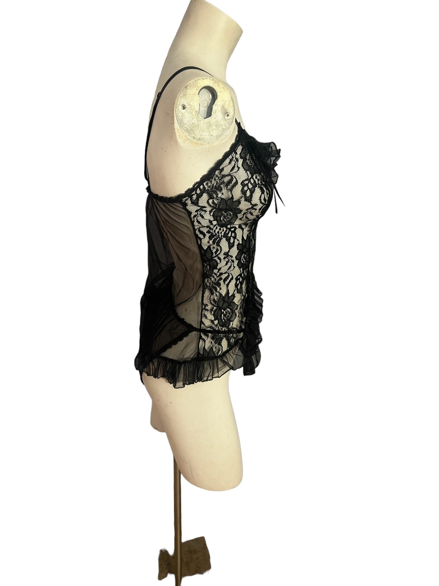 Vintage 80's black lace lingerie set M