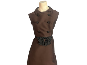 Vintage 60's brown Joan Leslie fitted dress S