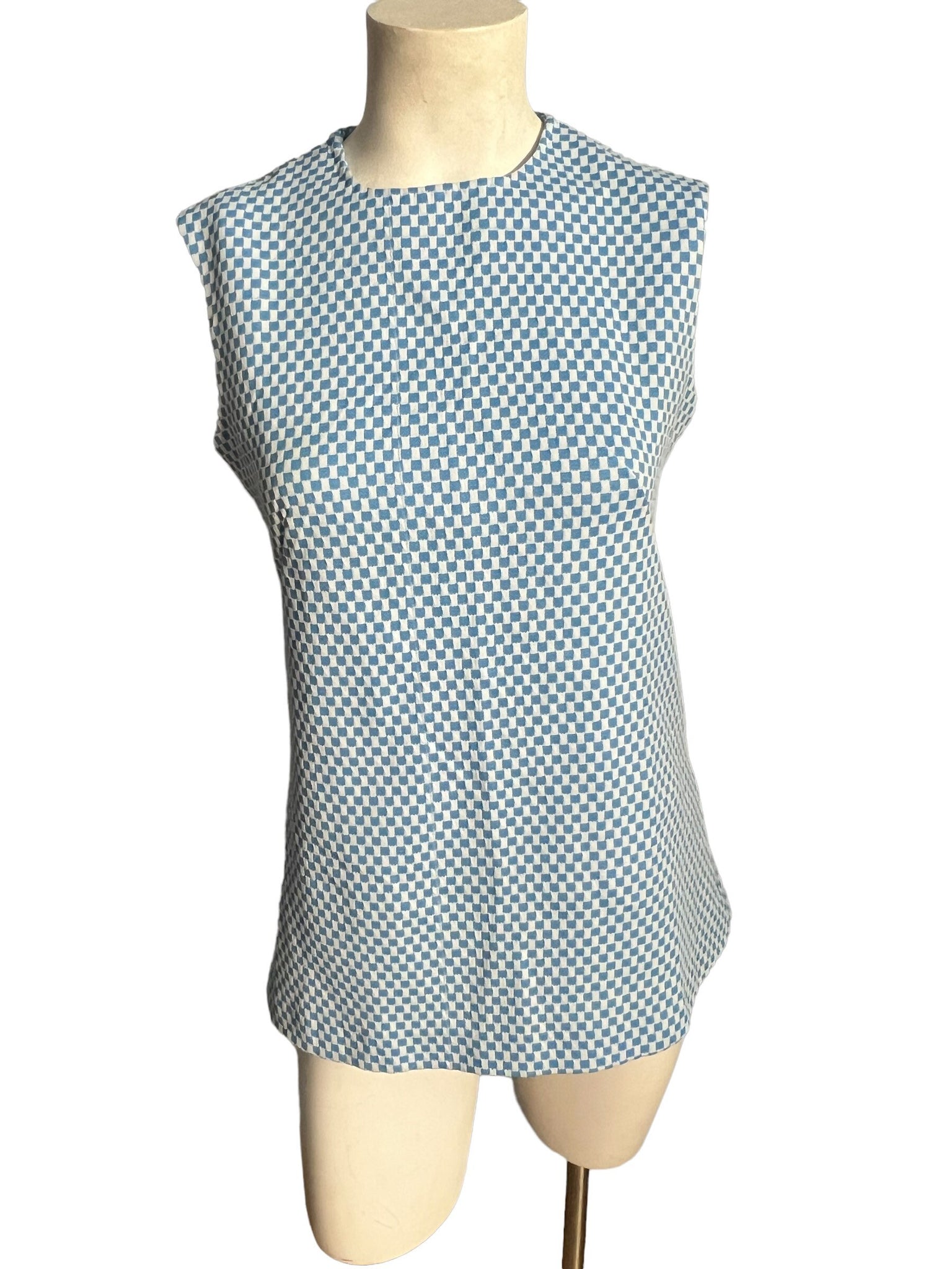 Vintage 70's blue check tunic M