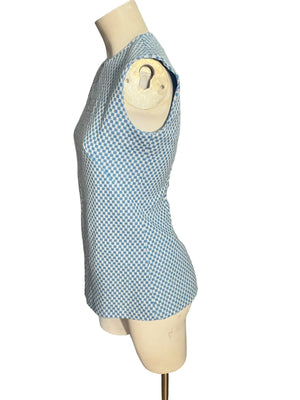 Vintage 70's blue check tunic M