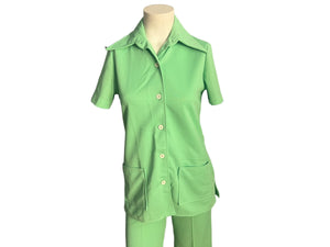 Vintage green 70's pant suit leisure M