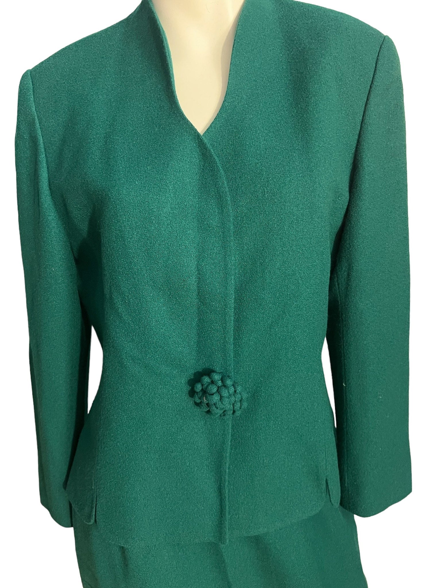 Vintage green 80's Herbert Grossman power suit 14