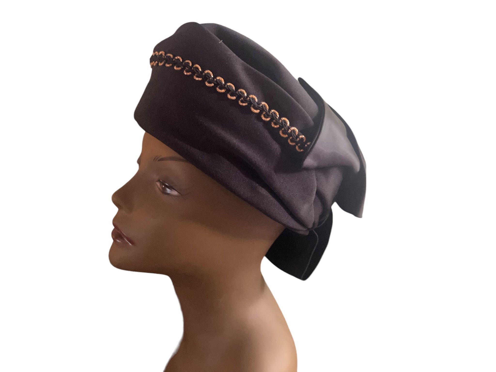 Vintage 60's cloche black hat