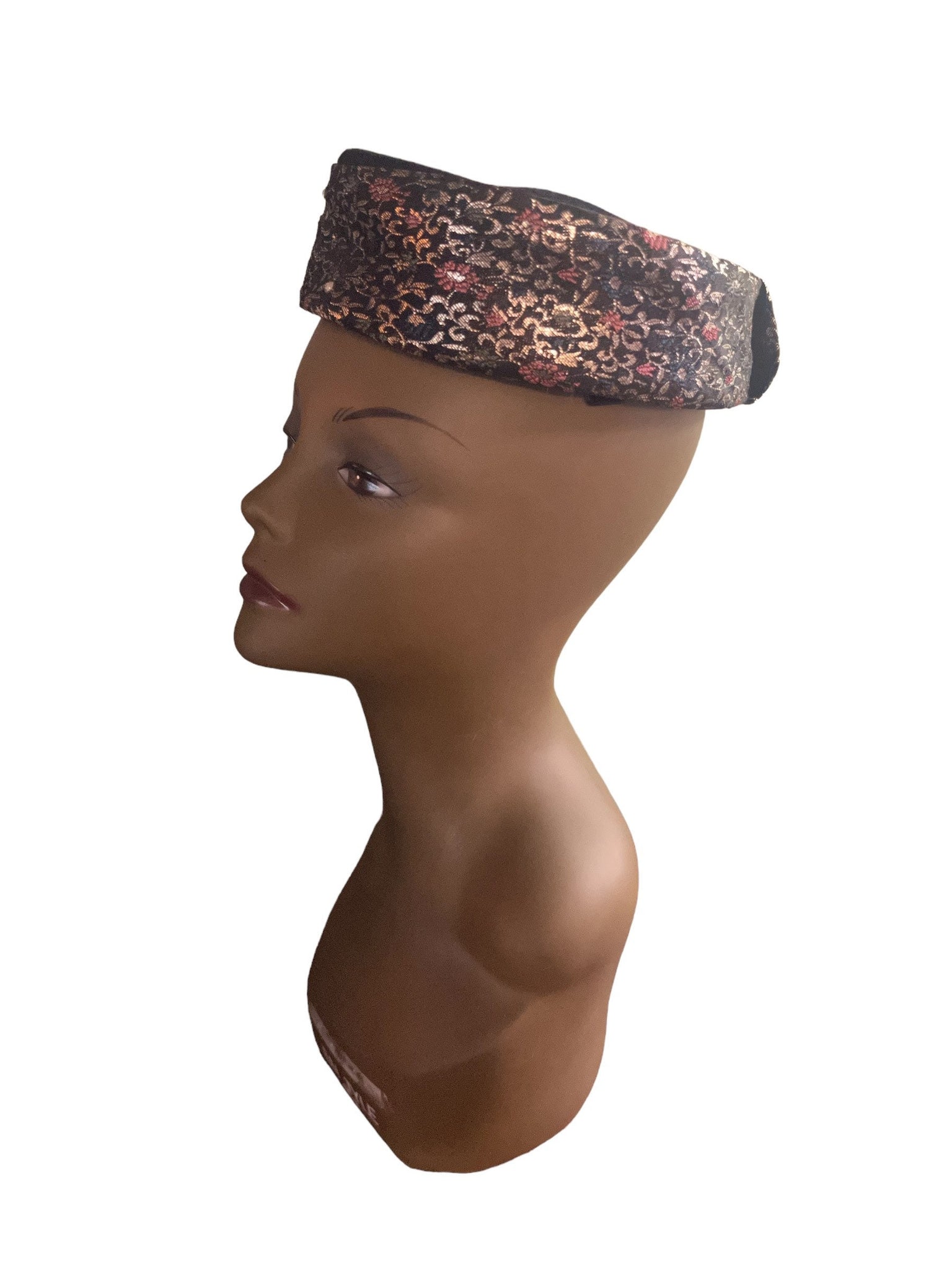 Vintage 60's metallic pillbox hat