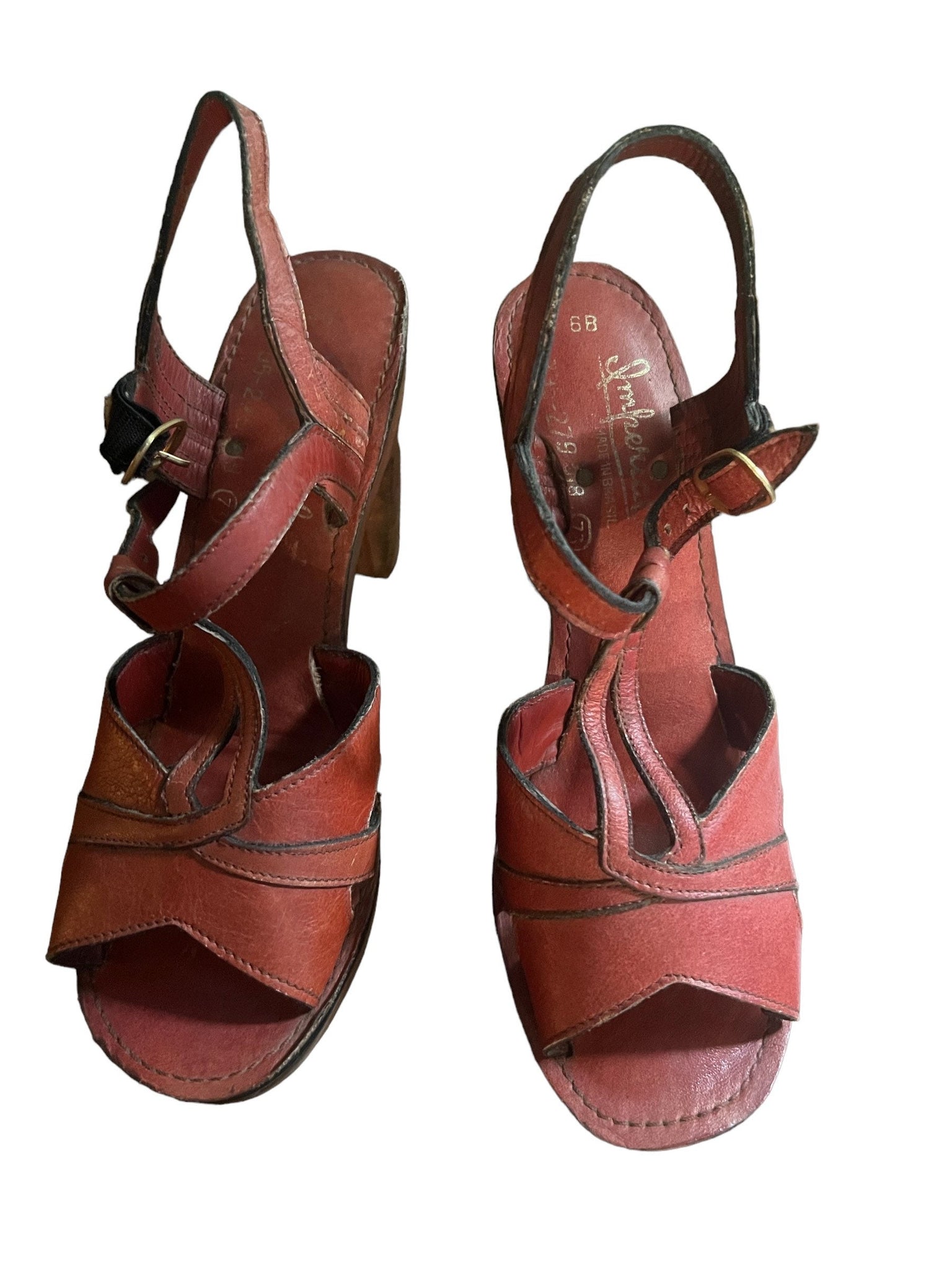 Vintage Imperial 70's wood platform shoes 6 B