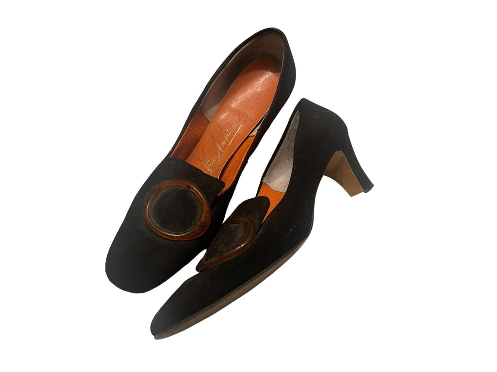 Vintage 50's black heels 7.5 AA Viva Americana