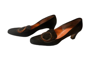 Vintage 50's black heels 7.5 AA Viva Americana