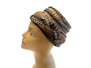 Vintage 60's black raffia & tulle hat