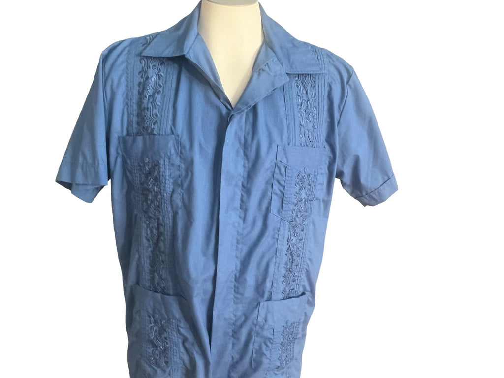 Vintage blue Guayabera shirt L