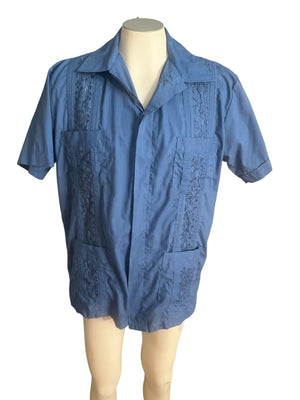 Vintage blue Guayabera shirt L