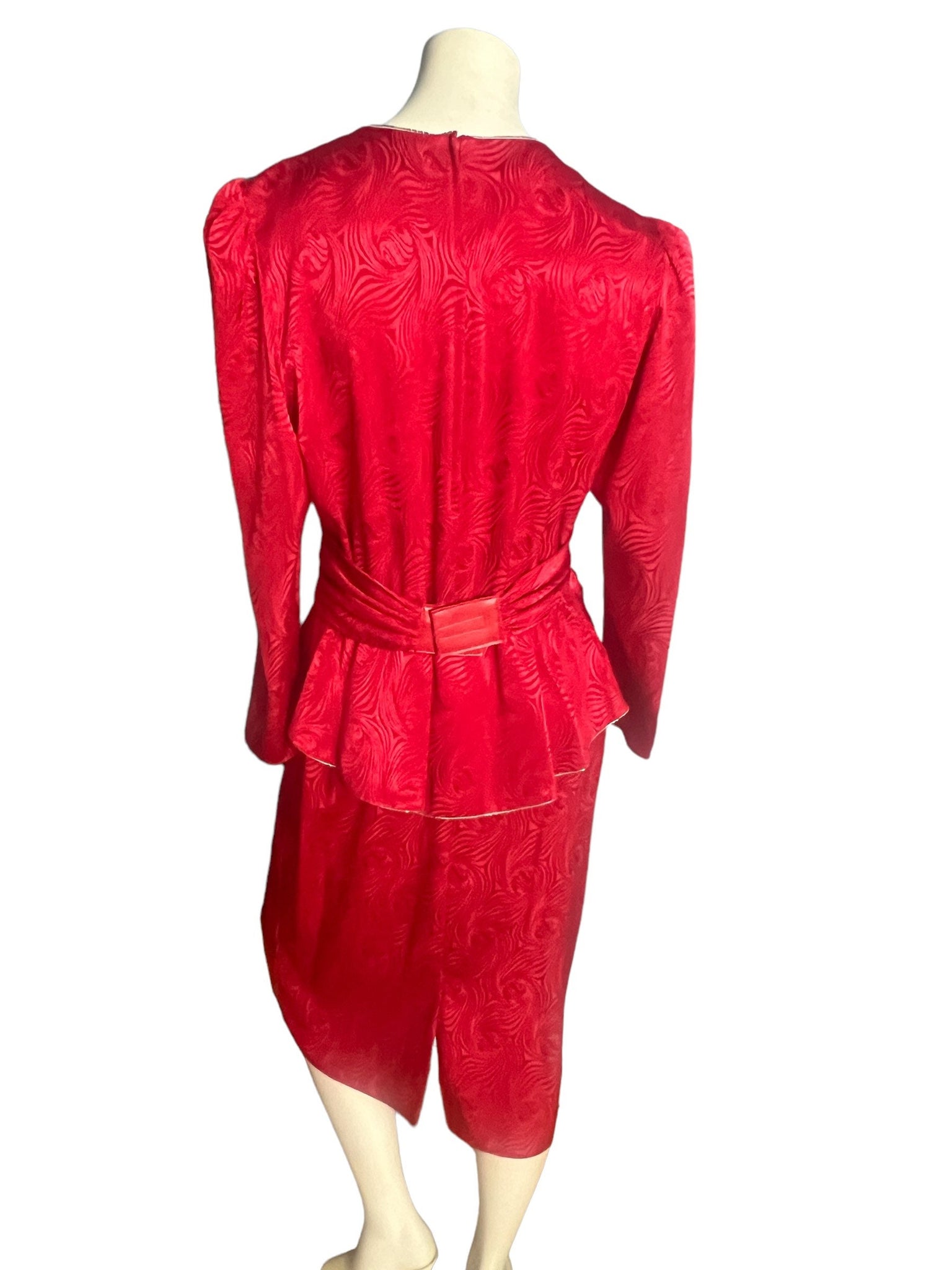 Vintage red Patra 80's peplum dress 11/12 L