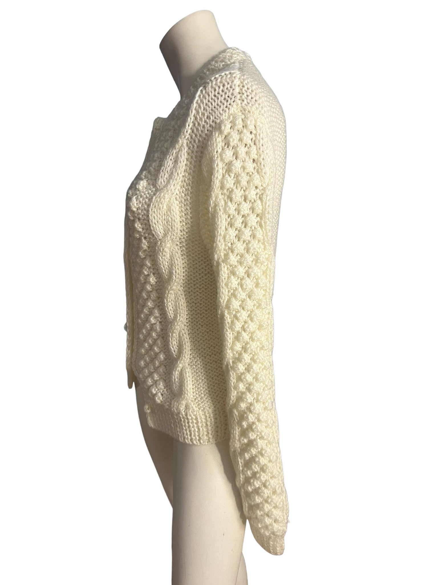 Vintage 70's gould white cardigan sweater M L