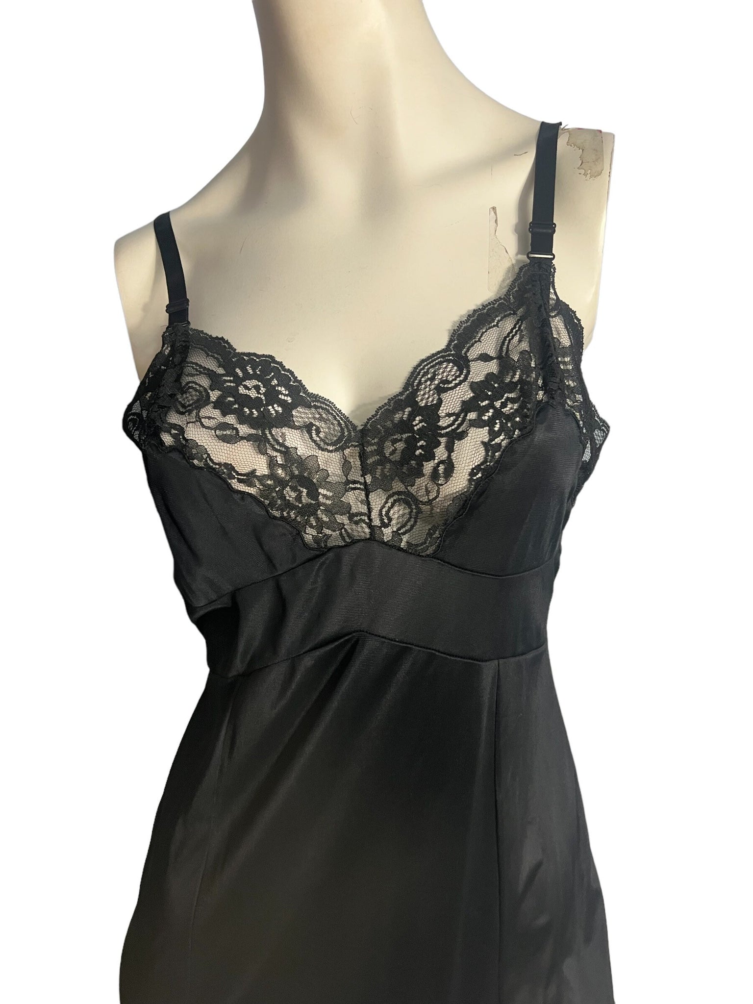 Vintage black dress slip lingerie L