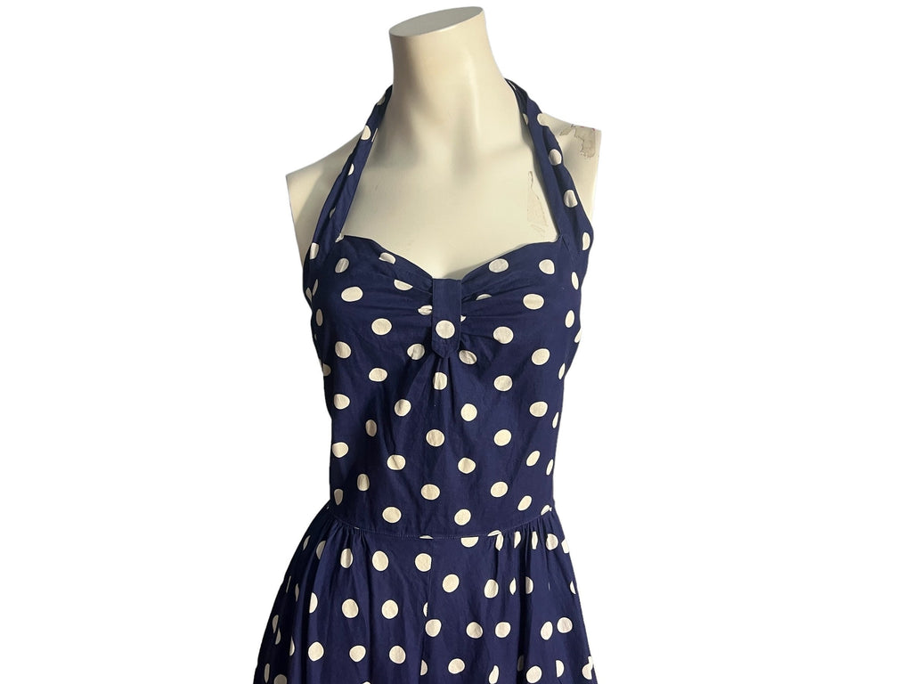 Vintage 50's blue polka dot halter dress and jacket L Wildman