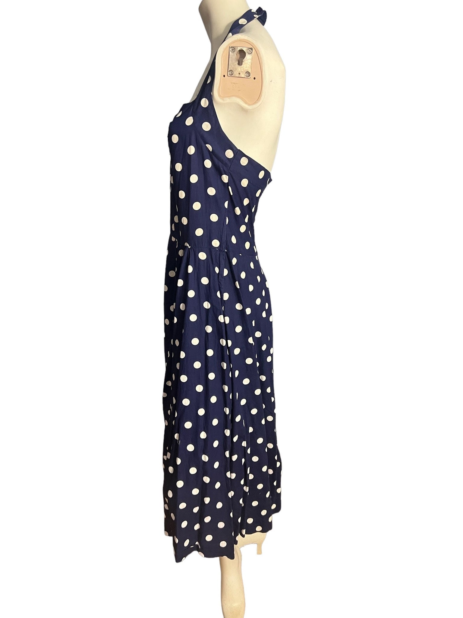 Vintage 50's blue polka dot halter dress and jacket L Wildman