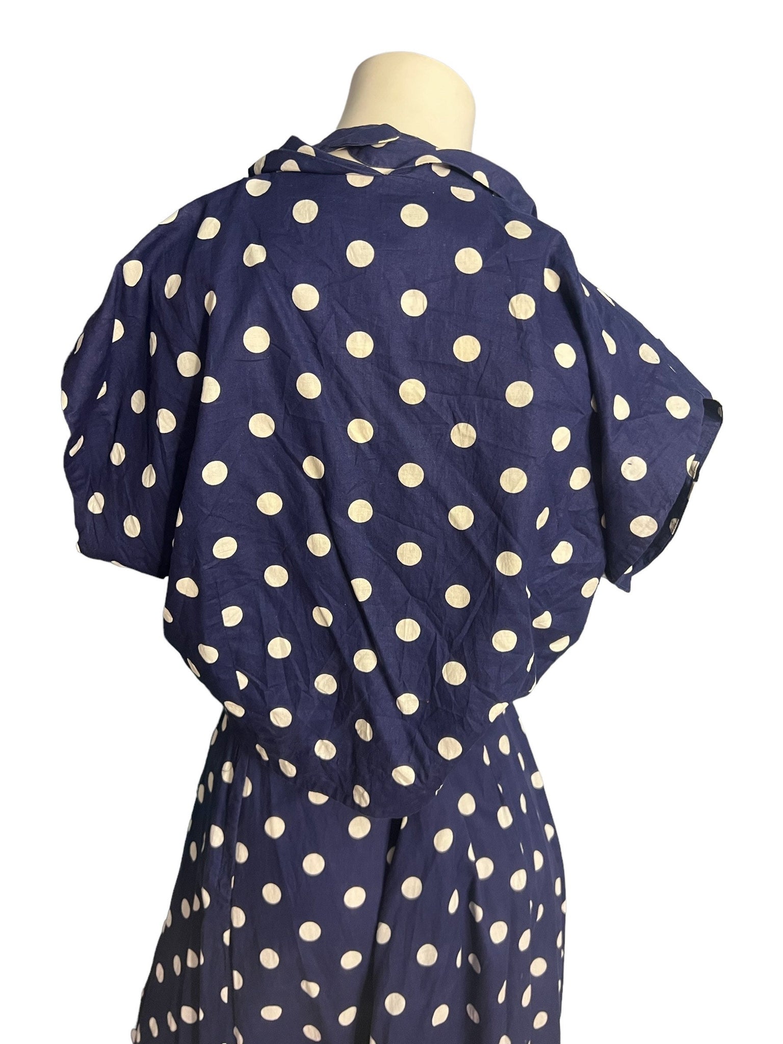 Vintage 50's blue polka dot halter dress and jacket L Wildman