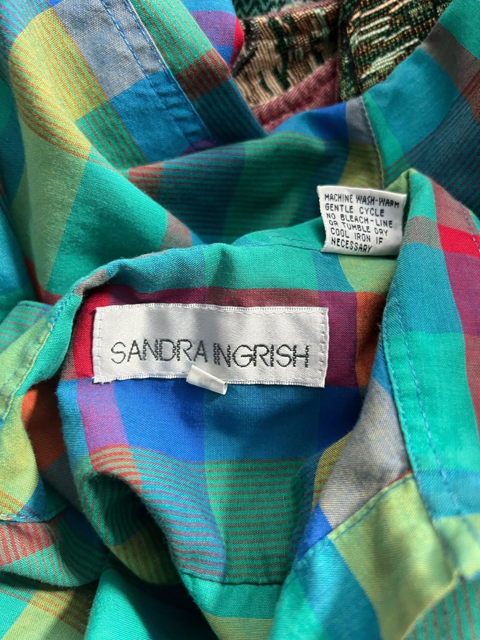 Vintage 80'a plaid shirt 8 M Sandra Ingrish