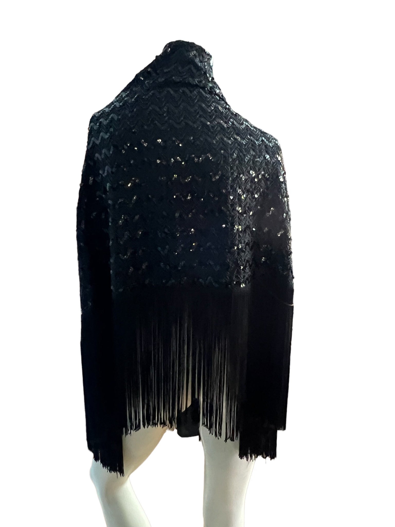 Vintage black sequin 70's shawl cape