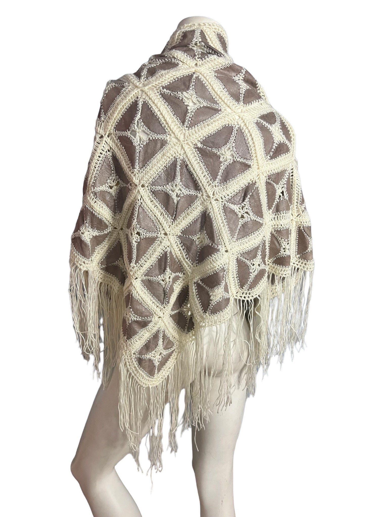 Vintage patchwork leather shawl